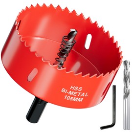 105mm Bi-Metal Hole Saw with Arbor and Pilot Bit - Fast Cut Quality Hole Cutter Drill Bit for Wood, Plywood, Fiberglass, Plastic, Drywall, and Stainless Mild Sheet - 30mm Cutting Depth