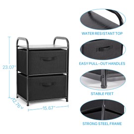 MAX Houser Dresser for Bedroom with 2 Drawers, Wide Chest of Drawers, Fabric Dresser, Storage Organizer Unit with Fabric Bins for Closet, Living Room, Hallway, Nursery,Black