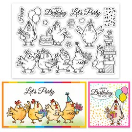 CHGCRAFT Cartoon Funny Chicken Birthday Clear Stamp Custom Silicone Clear Stamps for DIY Scrapbooking Photo Album Decorative Cards Making, Chick, 6.3X 4.33x 0.12inch