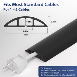 ZhiYo 10ft Cord Covers for Wires on Floor, Cord Hider Floor Hide Extension Cords, Soft PVC Cable Cover Cable Protector, Cable Cavity W0.62in H0.31in, Beige