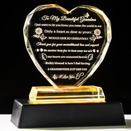 YWHL Gifts for Grandma from Granddaughter Grandson Great Grandma Birthday Gifts Crystal Keepsake with Colorful Light Base Best Gifts Ideas for Grandmother on Christmas Mother's Day Valentines