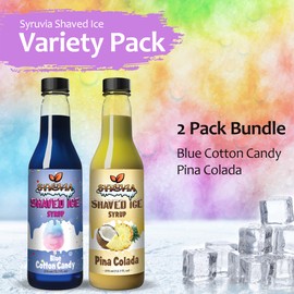 Syruvia Snow Cone Syrup 12.7oz - Blue Cotton Candy & Pina Colada Syrup For Shaved Ice, Snow Cones, Slushies, Italian Soda and Popsicles. Kosher, Dairy Free.