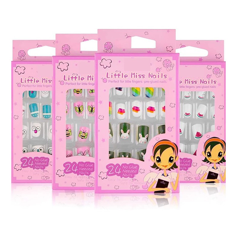 4 Boxes Nail Polish Stickers Different Cartoon Patterns Full Wrap