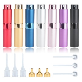 LIOUCBD 7Pack 8ml Travel Perfume Bottles Refillable, Portable Small Spray Cologne Travel Perfume Atomizer Bottle, Empty Fragrance Spray Bottles with Funnels, Dispenser, Pipettes