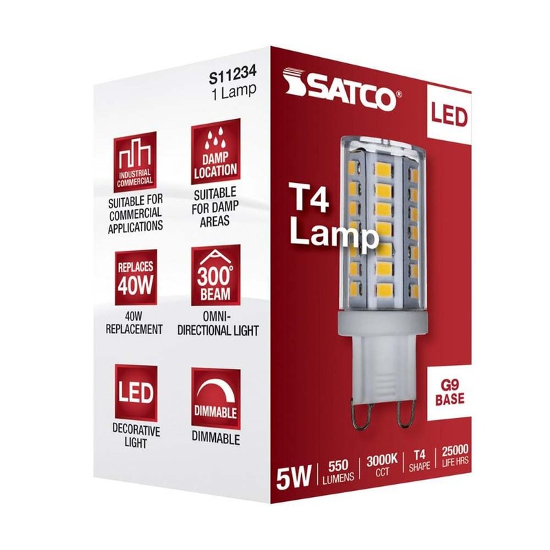 Satco 5 Watt JCD LED Clear 3000K G9 Base 120