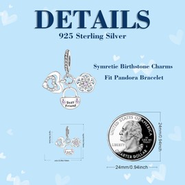 Suoye 925 Sterling Silver Heart Charms Pendant for European Bracelets Necklace, Charm Pendant with Heart Shape, Love Charm Bead Pendant, Sterling Silver