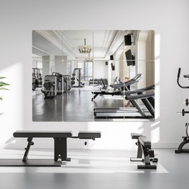 Self Adhesive Acrylic Wall Mirror Tiles 12x12 Inch, Mirror Full Length for Kids Safety, Shatterproof Mirror for Door, Bedroom, Bathroom, and Gym (12PCS)