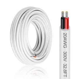 20 Gauge 2 Conductor Electrical Wire, 32.8FT 20AWG Low Voltage Landscape Wire, PVC Insulated 2 Wire Cable, Flexible Cord for Residential Wiring LED Lighting Strips Automotive Garden Bell Speaker