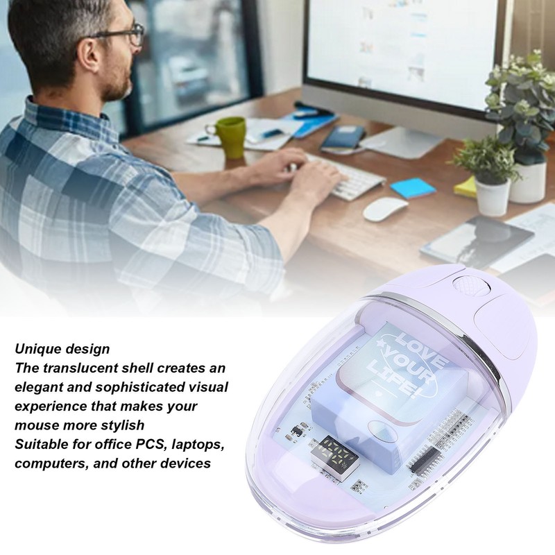 Bluetooth Wireless Mouse Dual Mode 2.4G Transparent PC Ergonomic Office