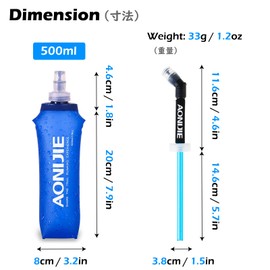 TRIWONDER Collapsible Water Bottles TPU Soft Flask Running Bottles BPA-Free Sports Flasks for Hiking Climbing Camping (500ml/16.91oz with Straws - Pack of 2)