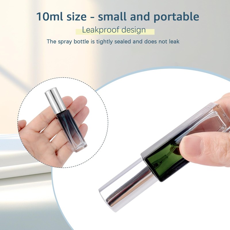 Kesell 11pack 10ml Glass Spray Bottle, Mini Square Perfume Bottle