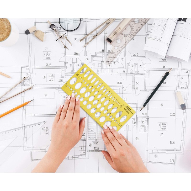 Traceease Geometric Drafting Ellipse Template Drawing Stencil, Designing Template Measuring