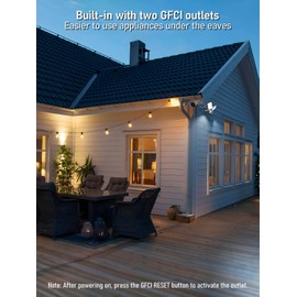 LEONLITE 28W LED Security Light with GFCI Outlets, Motion Sensor & Dusk to Dawn Flood Lights Outdoor, Adjustable 2-Head, Wet Location, 5000K Daylight, ETL Listed, White