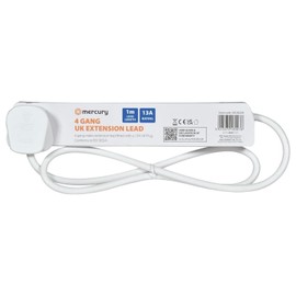 Mercury UK 4 Gang Extension Lead White 1.0m