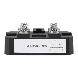 Rectifier 1600 V, Bridge Rectifier, Single Phase Diode Bridge, Black Bridge Rectifier Single Phase Diodes 4 Ports, MDQ 150 A / 1600 V 1 Piece Black Bridge Rectifier Diode