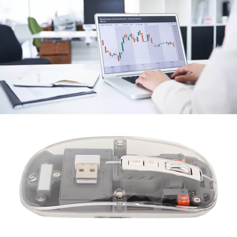 Wireless Bluetooth Mouse Transparent Clear Cool Shell Mute Click Colorful