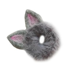 Beavorty Cat Hair Bobbles Hair Ring Cat Ear Scrunchies Hair Scrunchies for Womens Hair Pink Fluffy Hair Ties Headband Holder Stuffed Bunny Plush Satin Hair Tie Animal Miss Short Hair Rope
