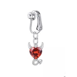 Unbranded Clip On Belly Button Fake Navel Piercing Devils Red Heart