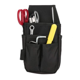 Qinlorgo 7-Pocket Small Electrical Maintenance Tool Bag Technician Tool Holder Work Organiser with Belt Made of 600D Polyester in Black
