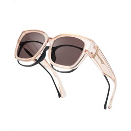 LVIOE Polarized Fit Over Sunglasses for Women Men, Oversized Square Over Glasses Sunglasses with UV Protection CLS7511