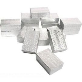 FindingKing 15 Silver Cotton Gift Boxes Chain & Pendant Displays 2 5/8"