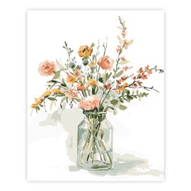 TARATH Painting by Numbers Flower, DIY Hand-Painted Oil Painting Canvas Kits, Beginners Paint by Numbers Painting by Numbers for Home Decoration, No Frame (40 x 50 cm)