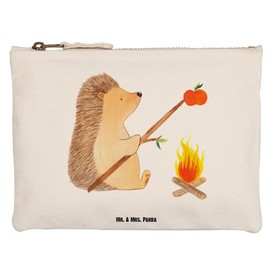 Mr. & Mrs. Panda Make-Up Bag Hedgehog Grilled, White, Hand drawn
