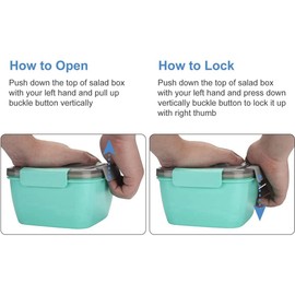 Zicojia Lunch Container to Go, 1500Ml Salad Bowls with 3 Compartments, Container for Salad Toppings