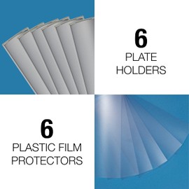 Set of 6 – Sturdy & Elegant Silver Aluminum Wall Mount Name Plate Holder, Curved Office Business Door Sign Holder with Adhesive Tape, 8” X 3” - Plastic Film Included, Paper Inserts NOT Included