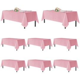 sancua Pink Tablecloths for 6 Foot Rectangle Tables, 8 Pack - Washable Polyester Fabric Table Cloth for Wedding Party, Birthday, Banquet Reception, 54x108 Inch