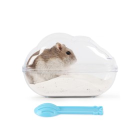 BUCATSTATE Hamster Toilet, Cloud, Bathroom, 5.9 x 3.9 x 3.9 inches (15 x 10 x 10 cm), Includes Scoop, Cloud Bath, Sand Bath, Splatterproof, Easy to Clean, Deodorizer, Bathroom, Playground, For Hamsters, Small Animals, Medium, Transparent, Clear Type