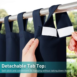 NICETOWN Patio Curtain for Outdoor Waterproof, Detachable Tab Top Home Fashion Easy Hanging Thermal Insulated Blackout Outdoor Divider Privacy for Balcony, 1 Panel, 52" W x 108" L, Navy Blue