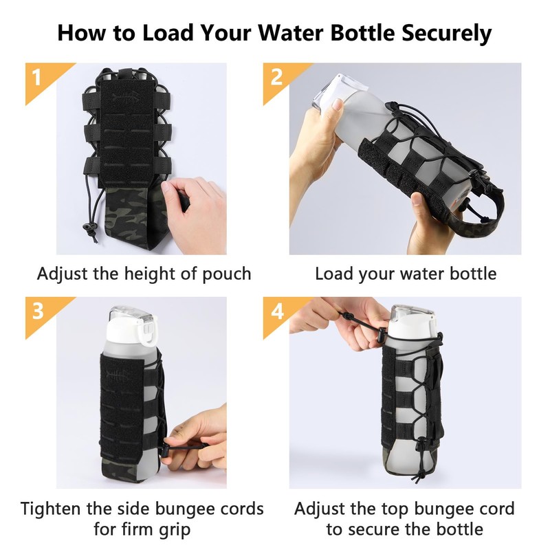 BASSDASH MOLLE Water Bottle Holder Pouch with Shoulder Strap Modular