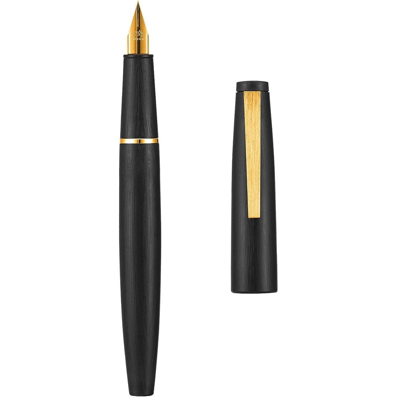 Jinhao 80 - Pluma estilográfica de fibra de carbono cepillada,