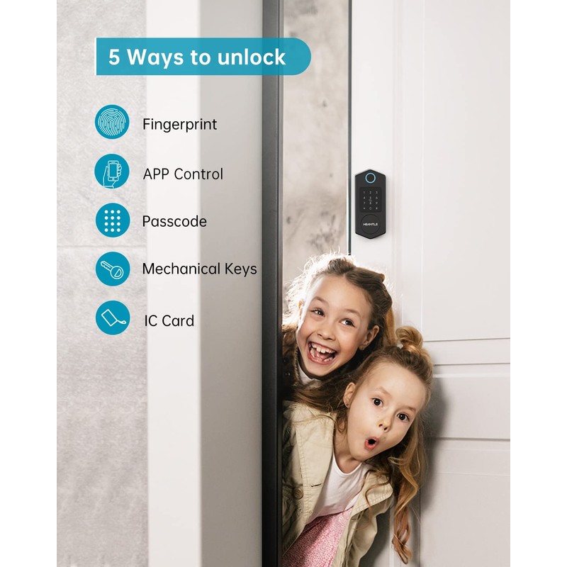 Keyless Entry Door Lock,HEANTLE Fingerprint Smart Deadbolts with Touchscreen Keypad