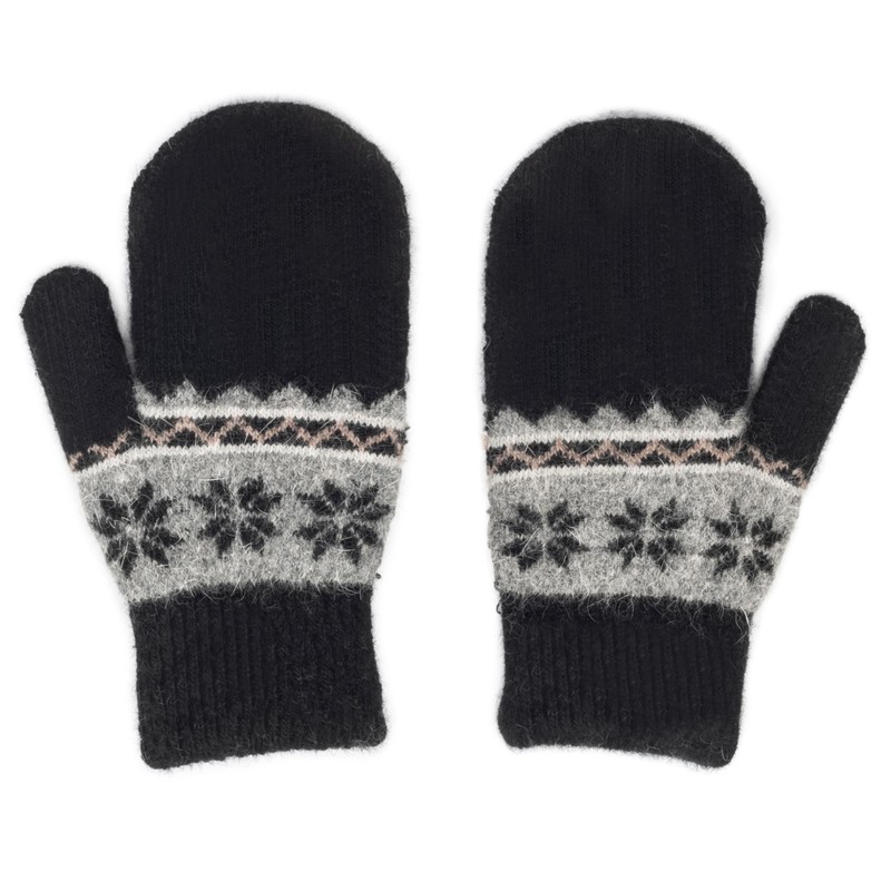 Kids Winter Soft Warm-Knit-Mittens, Boys-Girls Snowflake-Print Warmly Double-Layer Snow-Mittens Ski-Gloves