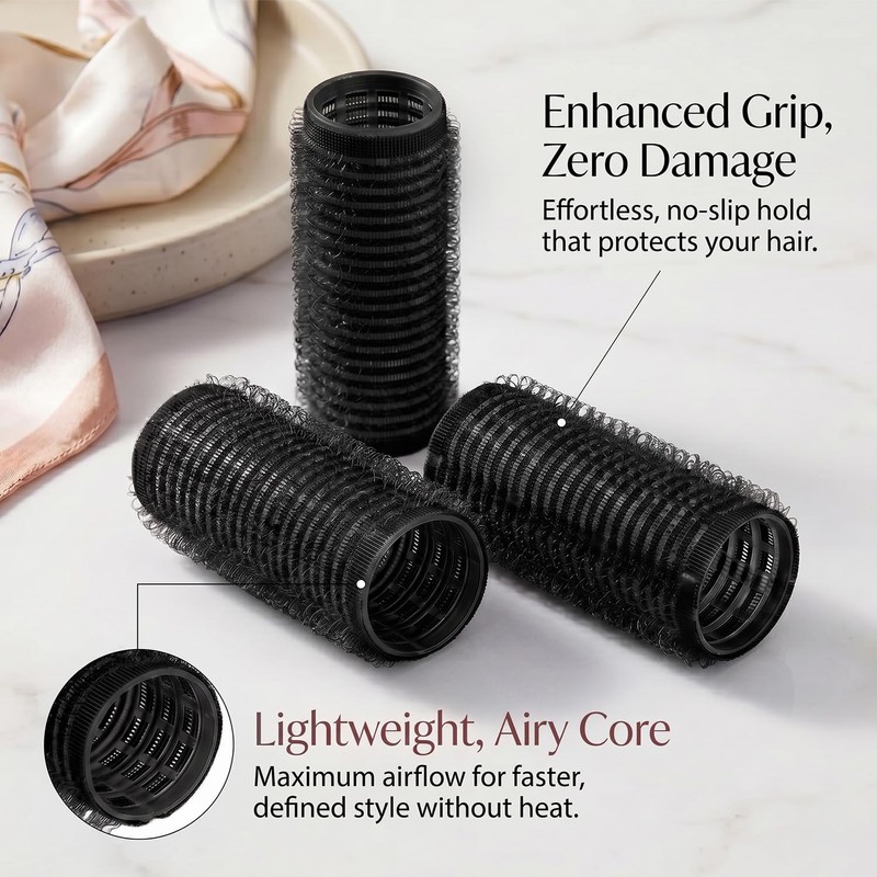 19PCS Self Grip Small Hair Rollers for Women Heatless Velcro