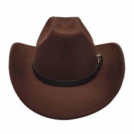 Willheoy Cowboy Hat for Women Men Wide Brim Cowgirl Hats Fedora Hat Western Cowboy Costume, Coffee, 7-7 1/4
