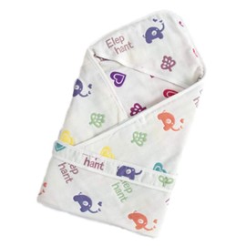 Hug Hug Honey Newborn Swaddle Baby Bath Towel Blanket, 100% Cotton, 6 Layers, Gauze (Elephant Small)