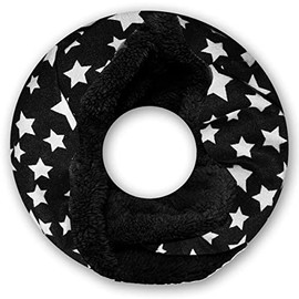 Soul-Cats Cuddly Loop Scarf with Paw or Stars and Fur in Black or Grey, Stars black