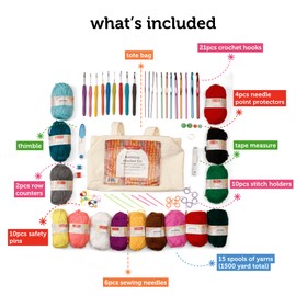 Incraftables Crochet Kit for Beginners – 85 Piece Beginner Crochet Kit for Adults & Kids with Yarn, Hooks, Accessories & Bonus Tote Bag Organizer – Learn to Crochet with Complete Starter Set