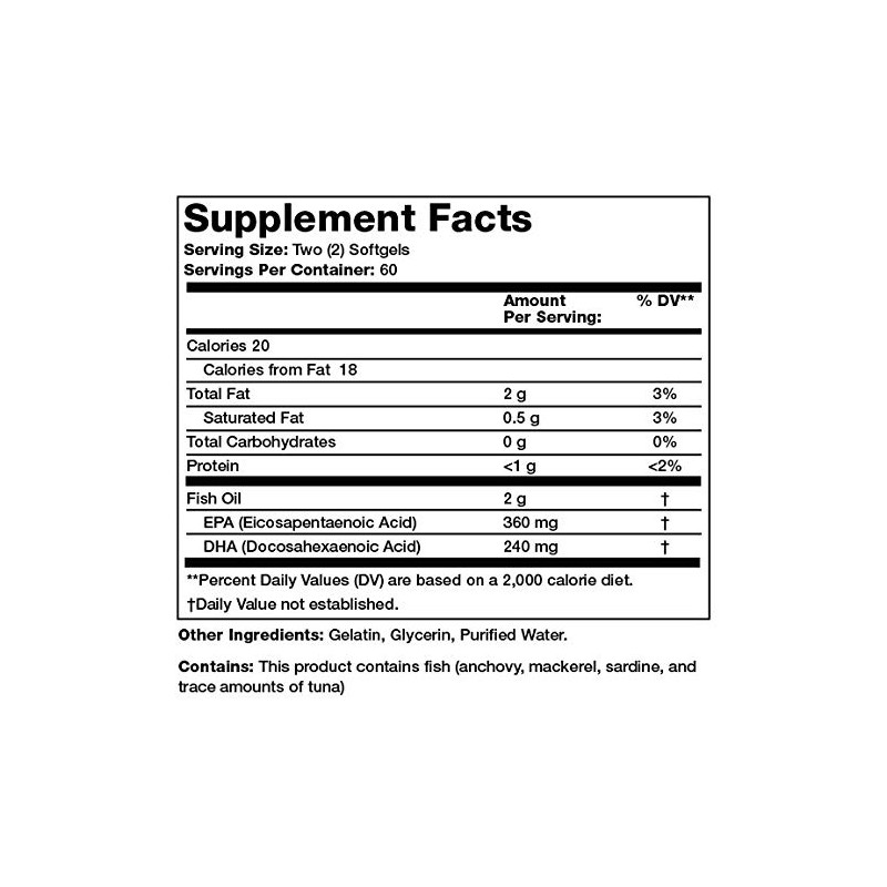 Olympian Labs Omega-3 Fish Oils, 2000mg per serving60 servings (Packaging