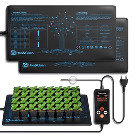 2 Packs Hon&Guan 10"x 20.75" Seedling Heat Mat with Digital Thermostat Combo Set,Waterproof Plant Heating Pad for Germination,Indoor Gardening,Greenhouse