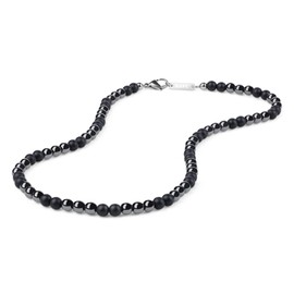 GAVU Hematite Matte Onyx Beaded Crystal Necklace for Men 50cm