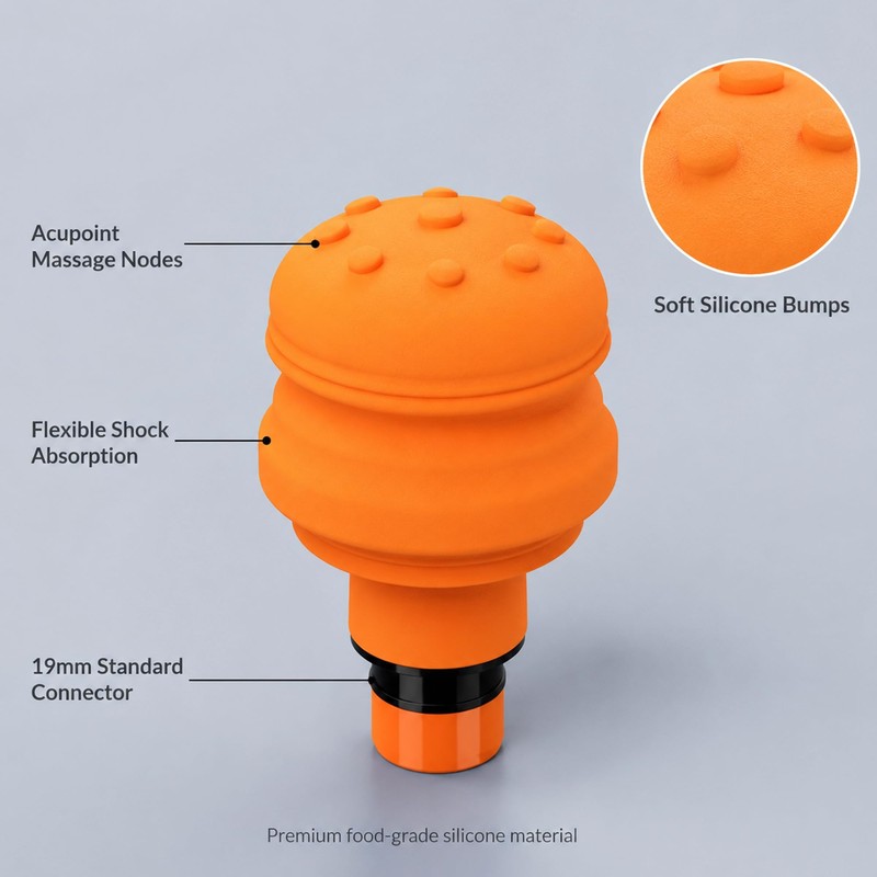 UNSVM Massage Gun Heads,2 PCS 19mm Diameter Silicone Air-Cushion Orange
