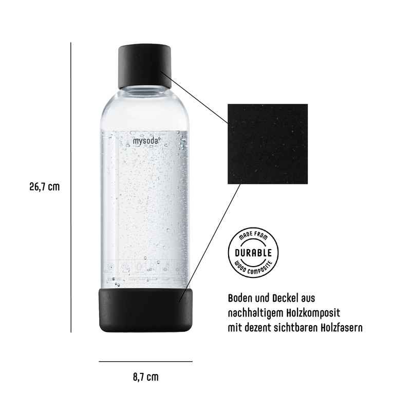 Mysoda: Reusable Plastic BPA-Free Water Bottle for Water Carbonators with