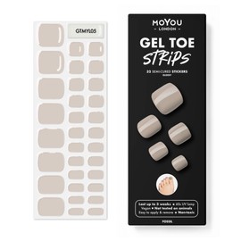 MOYOU LONDON Semi Cured Gel Nail Pedicure Strips, Nail File & Wooden Cuticle Pen - 32 Pieces Gel Wraps for Nails - Salon Quality Manicure Set & Pedicure Accessories, Fossil