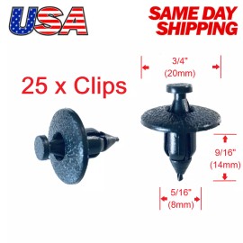 AMK Set of 25 Fender Liner Push Type Trim Retainer Clips 91545-SE0-0030 for Honda