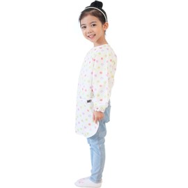 Plie Waterproof Kids Art Smocks 53 Colors (Age 1-10, S-XXL Size), Pastel Dot (41-S)