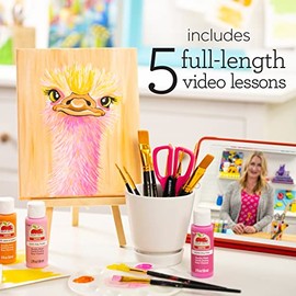 Apple Barrel Art Lessons - Juego de pintura y pinceles, kit de 34 piezas que incluye 23 colores de pintura acrílica Apple Barrel de 2 onzas líquidas, 